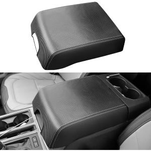 INTGET Center Console Cover for Ford F150 Accessories 2015-2020 2016 2017 2018 2019 Car Middle Lid Seat Armrest Cover Protector Elbow Cushion Pad (Carbon Fiber Texture, 2015-2020)
