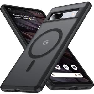 NO.1 Magnetic for Google Pixel 7a Case [Compatible with MagSafe][Anti-Fingerprint][Slim Fit][Military Shockproof] Translucent Matte Hard Back Pixel 7a 5G Phone Cover, Black