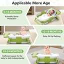 Collapsible Baby Bathtub for Newborn, Foldable Baby Bath Tub with Thermometer & Soft Floating Cushion & Drain Hole, Portable Travel Infant Bath Tubs for Newborns to Toddler 0-36 Months Girl, Green