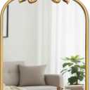 Vercraft Gold Bow Mirror 27"x19" Vintage Arched Vanity Wall Decorative Mirror with Metal Frame Antique Baroque Bow Decor for Home Dressing Table Entryway Bathroom Hallway Living Room