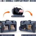 Cat Carrier for 2 Cats, Foldable Double Cat and Dog Carrier, Small to Medium Size, 2 Front Zippered Compartments,Two Pets Carrier for Outdoor Travel,Mulitple Cat Carrier, Grey