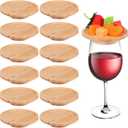 12PCS Wine Glass Charcuterie Topper, 4" Bamboo Mini Charcuterie Boards Top, Wine Glass Cover Lids Appetizer Plates, Dual Use Cups Topper Plates for Family Gatherings Bars Restaurants