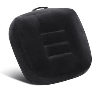 Extra Large Seat Cushion, Thick Chair Cushion Booster for Office Chair, to Rise Height, Velvet Cover with Handle and Anti-Slip Bottom, PP Cotton Filling, Coccyx Pain Relief (Black, X Large)