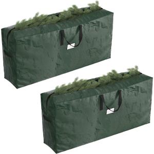 Christmas Tree Storage Bags - Set of 2 Extra-Large Holiday Decoration Totes for Disassembled 9-Foot Artificial Trees and Garlands by Elf Stor (Green)