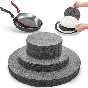 Jucoan Set of 80 Felt Plate Dividers, 5/7.5/10.5 Round Thick Soft Felt Plate Dish Separator Protectors for Porcelain, China, Dishes & Saucers Stacking and Package, Grey, 3 Sizes