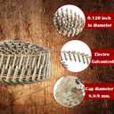 findmall 7200 Count Coil Roofing Nails 7/8-Inch x .120-Inch 15-Degree Round Head Wire Weld Collated Smooth Shank Electro Galvanized Coil Roofing Nails for Roofs Lathing and Sheathing Materials