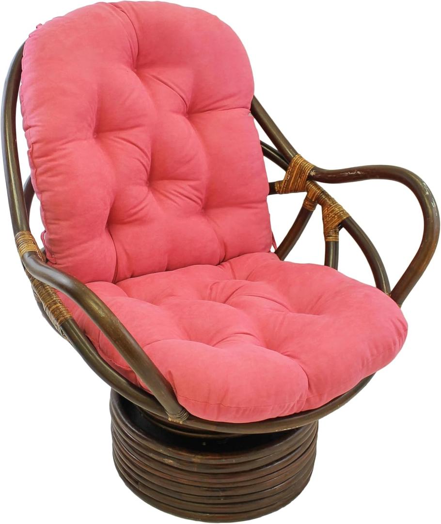 Blazing Needles Microsuede Tufted High Back Chair Cushion, 48" x 24", Berry Berry