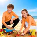 Boys UPF 50+ Swim Shirt Long Sleeve, 1 or 2 Pack UV Sun Protection Rash Guard, Youth Kids SPF Water Shirts for Beach Surf (Orange, XS)
