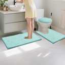 Bathroom Rugs Sets 3 Piece with Adjustable Toilet Seat Cover 17.5"x 15" Machine Washable Bath Rug Set with TPR Non Slip Rubber Backing Solid Bath Mat Set for Luxury Bathroom Decoration