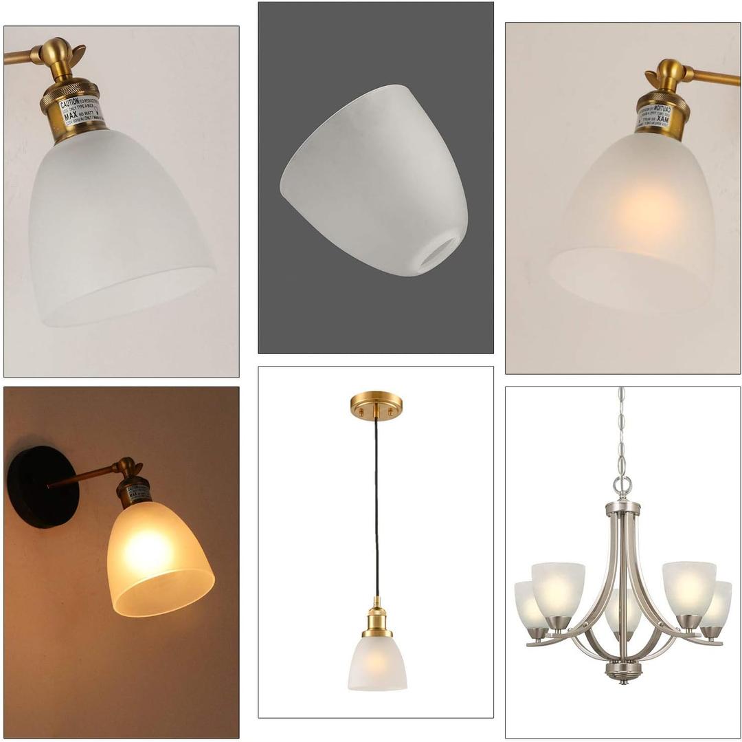 Anmire 3 Pack Frosted Glass Shade, Bell Shaped Light Fixture Replacement Globe or Cover with 1-5/8-Inch Fitter for Chandelier Wall Sconce Pendant Light, G0030