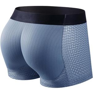 JOCKMAIL Mens Butt Padded Underwear Mens Mesh Shapewear Boxer Briefs with Butt Enhancing Pads (Medium, Drak Blue)