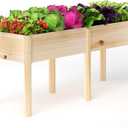 MIXC 72L X 23W Raised Garden Bed Outdoors with Legs, Elevated Reinforced Wooden Large Planter Box for Backyard, Patio, Balcony w/Divider Panel, 6 Legs, 300lb Capacity