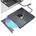 External CD/DVD Drive for Laptop/PC, USB 3.0 Type-C Portable Player for Computer CD DVD +/-RW Disk Drive CD Burner Writer Reader Compatible with Desktop Windows Apple (Functional Interface)
