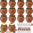 Gejoy 12 Pcs 3oz Cantaritos De Barro Shot Mini Clay Cups Jarritos De Barro Mexicanos Taco Cocktail Glasses for Tequila, Margaritas, Mojitos, Mojitos Cold Hot Drinks (Floral)