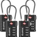 ANVIL 4 Digit Luggage Locks, TSA Locks for Luggage, Advanced TSA008 core, Alert Indicator for Your Travel Lock, Suitcase Lock. (4, Black)