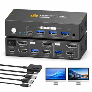 8K@60HZ HDMI Displayport KVM Switch 2 Monitors 2 Computers