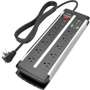 10-Outlet Surge Protector Power Strip with 20W PD USB C and 2 USB A Ports, Widely Spaced Dual-Row, 6.6ft Heavy Duty Extension Cord, 15A/1875W UL Listed Wall Mountable for Desk Accessories
