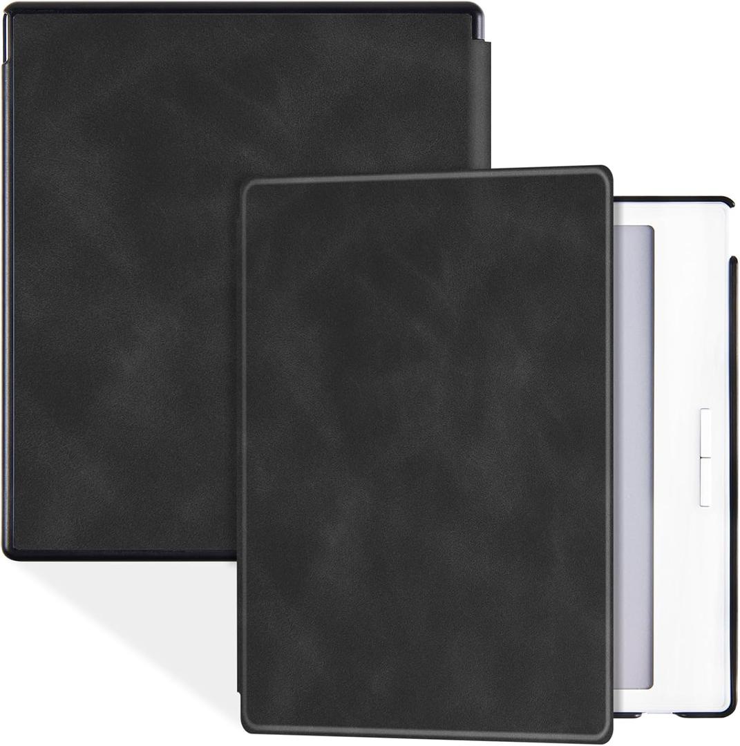 BOZHUORUI Case for 7" Onyx Boox Go 7 Color (Gen I/II,2024/2025 Released) | with Auto Sleep/Wake | Slim Lightweight | Hard Back Shell | PU Leather Sleep Cover fit Boox Go 7 B/W (Rock Black)