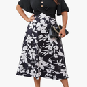 ZNU 2025 Plus Size Floral Summer Dress for Curvy Women - Elegant V Neck Party Casual Midi Dress with Pockets Short Sleeve
xl