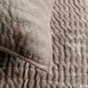 WDCOZY Velvet California Oversized Cal King Size Quilt Set - Brown Taupe Tan Camel Striped Pick Stitch Soft Lightweight Bedspread, Channel Farmhouse Country Coverlet, Warm Thin Comforter, 3 Pieces