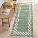 GarveeHome Hallway Runner Rug 2x6 Non Slip Scalloped Washable Rug for Kitchen Entry Stain Resistant Modern Border Throw Floor Carpet Long Runner Mat for Bathroom Living Room Bedside, Green