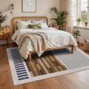 YIHOUSE Washable Area Rug 5x7 Modern Striped Lines Black and Brown - Living Room Rugs Low Pile Non-Slip - Black and White Rug for Bedroom Farmhouse Hardwood Decor