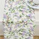 Solino Home Lilacs Floral Print Table Runner 72 Inches Long - 100% Pure Linen Table Runner 14 x 72 Inch for Mothers Day, Spring, Easter - Handcrafted and Machine Washable - Lilacs/Off White Print