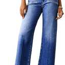 Astylish Womens Wide Leg Jeans High Waisted Stretchy Buttoned Denim Pants Trendy 2025 with Pocket, 4 (Blue)