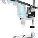 Electric Drill Press Stand for Hand Drill, Adjustable Benchtop Clamp Support Tool, Single Hole Aluminum Base, Portable Drill Press Workstation for Precision Drilling, DIY and Repair Projects