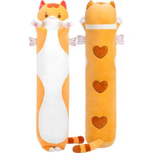 Mewaii Long Cat Plush 5 Sizes, 120% Extra Filling Giant Plushness Kids Body Pillow, Kawaii Cute Brown Cat Stuffed Animals Plushies, Big Long Body Pillow Cat Plush Gift for Girls 20 (19.6in/50cm)