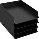 Wenqik 4 Pcs Stackable Paper Trays Rectangular Plastic Desk Holder Desktop Document File Organizer Storage Letter for Office Classroom (Black)