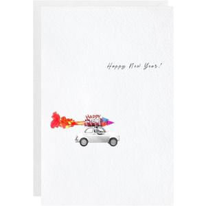 easykart labels 16 Happy New Year Cards with Envelopes | Spot UV & Texture Finish | 6.75 x 4.5 Inch New Year Wishes Cards with Seal Stickers For Friends, Family and loved Ones (1 PACK)