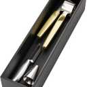 Black Bamboo Drawer Organizer - Silverware&Utensil Holder Organizer for Kitchen Drawers, Multi-Use Drawer Dividers Boxes for Bathroom CounterCabinet, Garage, Office Desk, Makeup, Jewelry (12"x3"x2.5")