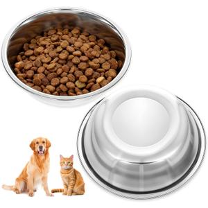 2 Pack Stainless Steel Dog Bowls 7 Inch Metal Dog Food Bowls Pet Feed Water Bowl for Dogs, Thickened Durable Replacement Bowl for Elevated Stand, Kitten, Puppy