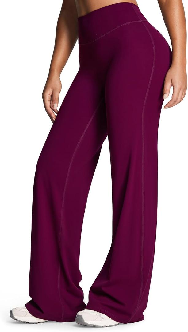 Aoxjox Women's Workout Athlenza Straight Leg Bottoms High Waist Luma stretch™ Gym Yoga Pants 31" (Burgundy, X-Small)
