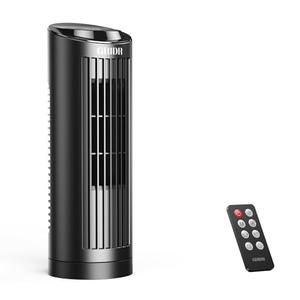 GRIDR Tower Fan Bladeless with 3 Speeds, 4 Mode [AI, Normal, Natural, Sleep], Table Fan 80° Oscillation, Touch Screen + Remote Control, 12H Timer, 13" Desk Fan for Bedroom Home Office Desktop-Black