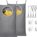 KEEPJOY 2Pack Space-Saving Hanging Laundry Bag, Door Laundry Hamper with 2 Different Types of Hooks, 30x20 Inch Oxford Fabric Laundry Storage Bag for Dirty Clothes (Grey - 2Pack)