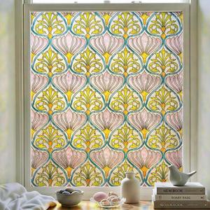 3D Stained Glass Window Film, Decorative Window Privacy Film for Bathroom,Front Door,Home, Sun Blocking Heat Control,Static Cling,Daisy, 23.6inch x 35.4inch