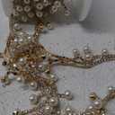 Jerler 2 Yards Pearl Tassel Rhinestone Trim, Inlaid Pearl Beaded Chain, Crystal Applique Ideal for DIY and Wedding Party Decoration Bridal Embellishments, 0.8" Width (Tassels Pearl, 2 Yards)