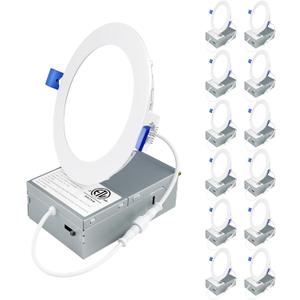 Ensenior 12 Pack 4 Inch LED Recessed Ceiling Light, Dimmable, 3000K Warm White, 750LM 9W 120V, High Brightness Canless Wafer Downlight - ETL&FCC&IC