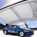 Zanch Tesla Model 3 Accessories Sunshade Roof [2025 Cooling Tech, Heat Insulation] No Sag Foldable Roof Glass Sun Shade for Model 3 (2020-2025) Highland Tesla Accessories 2026 2025 - Grey