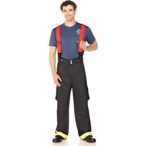 Leg Avenue Men's 3 Piece Fire Captain Costume (Medium / Large, Black/Red)