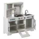 Gardenised Wooden Play Kitchen Toy, Light on Microwave, Cabinet, Washer, Sound Electronic Stove, Microwave and Sink Ages 3+