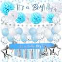 EpiqueOne 68-Piece “It’s A Boy” Baby Shower Party Decor Kit | Includes a Banner, Tissue Paper Pom Pom, Rose Gold Balloons & More | Easy to Assemble | For Gender Reveal & Baby Shower Decorations