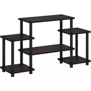 Furinno Turn-N-Tube No Tools Entertainment Center, Round, Square corner, Dark Walnut,11257DWN