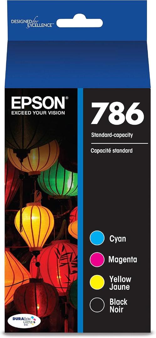 EPSON 786 DURABrite Ultra Ink Standard Capacity Black & Color Cartridge Combo Pack (T786120-BCS) Works with WorkForce WF-5110, 5190, 5620, 5690