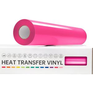 VinylRus Heat Transfer Vinyl-12 x 20ft Neon Pink Iron on Vinyl Roll for Shirts, Fluorescent Hot Pink HTV Vinyl for Silhouette Cameo, Easy to Cut & Weed