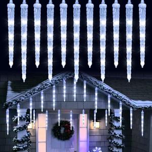 Joomer White Christmas 13FT 20 Tubes 90 LED Icicle Lights with Timer Function, Waterproof Connectable Ice String Lights for Holiday Home, Patio, Trees Christmas Decoration