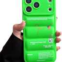 IAIYOXI Puffer Case with Sports Shoes Brand Design for iPhone 17 Pro Max,Sneakers Ins White or Black Label Soft Cover-Blue Puffy Cover for iPhone 17 16 15 14 13 12 11 Pro Max Plus XR (Bright Green)