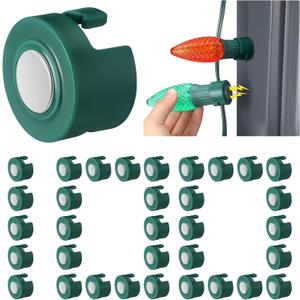 Magnetic Christmas Light Clip, Christmas Light Hooks for C9, C7 Socket, Outdoor Magnetic Holiday Clips for Outside Decor Roof Fence Xmas Tree(Green,100 Pcs)